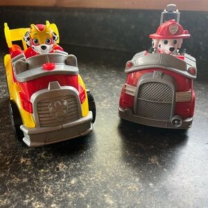 2 Paw patrol med. sizes truck and 2 pup